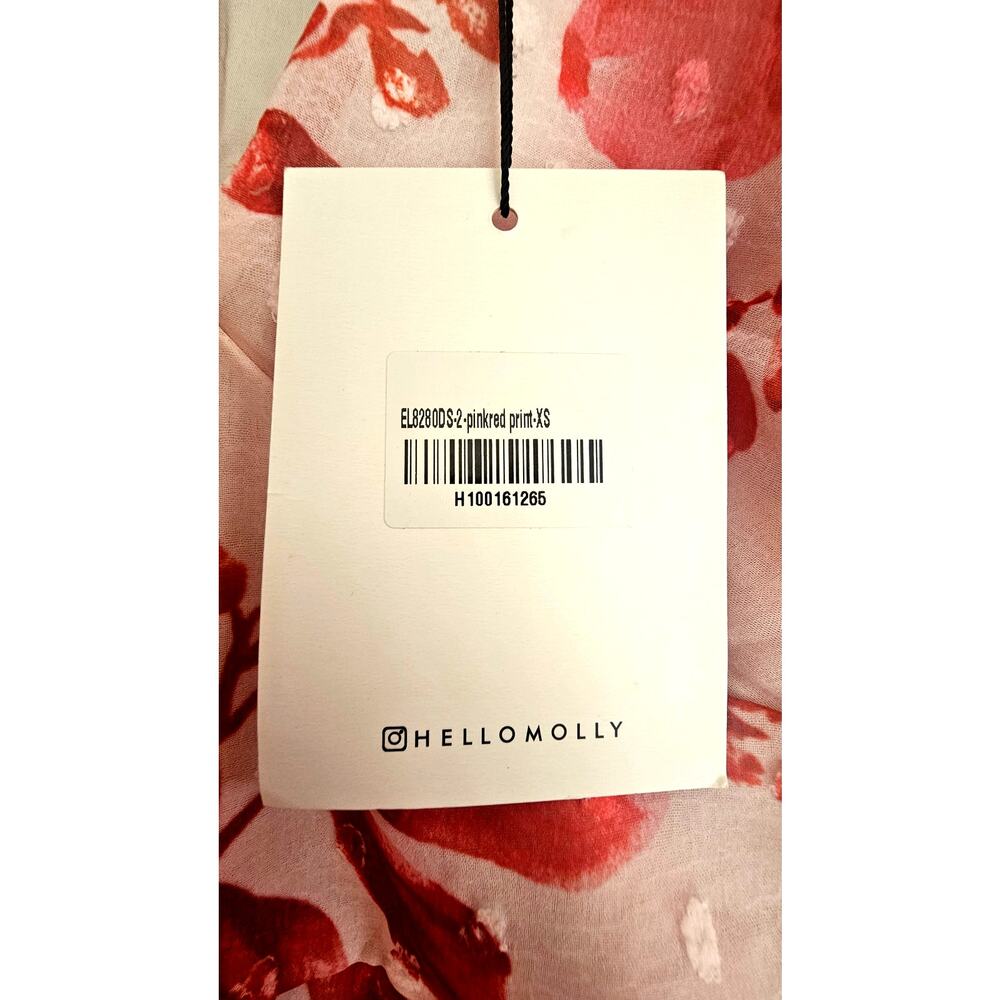 Hello Molly Mini Dress Like Bee To Honey Pink Red Dress Balloon sleeves US Sz 2 - Picture 8 of 11
